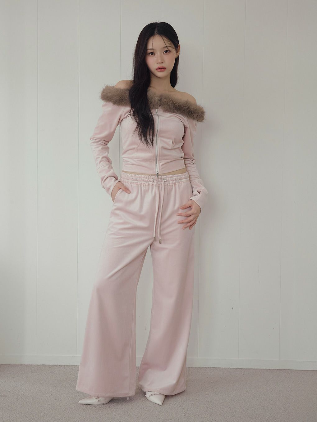 【BUBBLES】ベルベットワイドパンツ