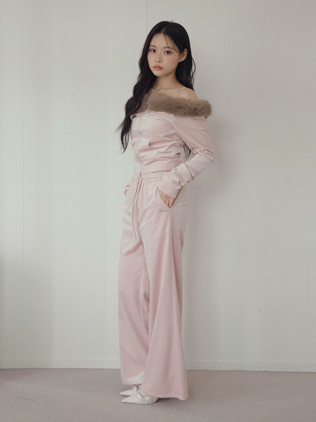 【BUBBLES】ベルベットワイドパンツ