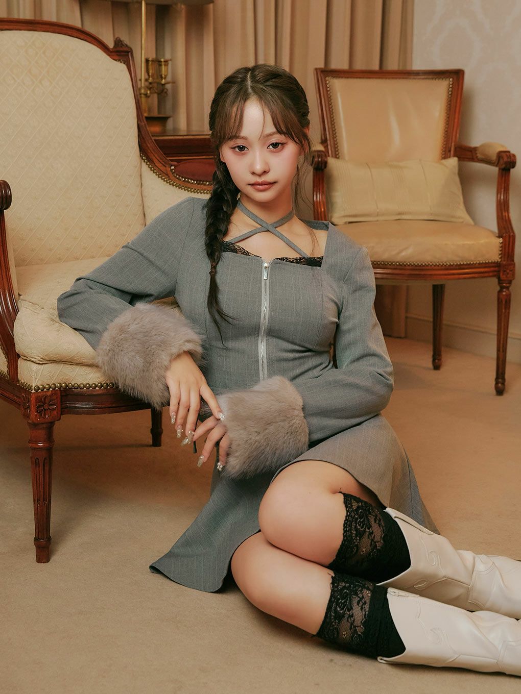 【BUBBLES】ファーカフスセットアップ