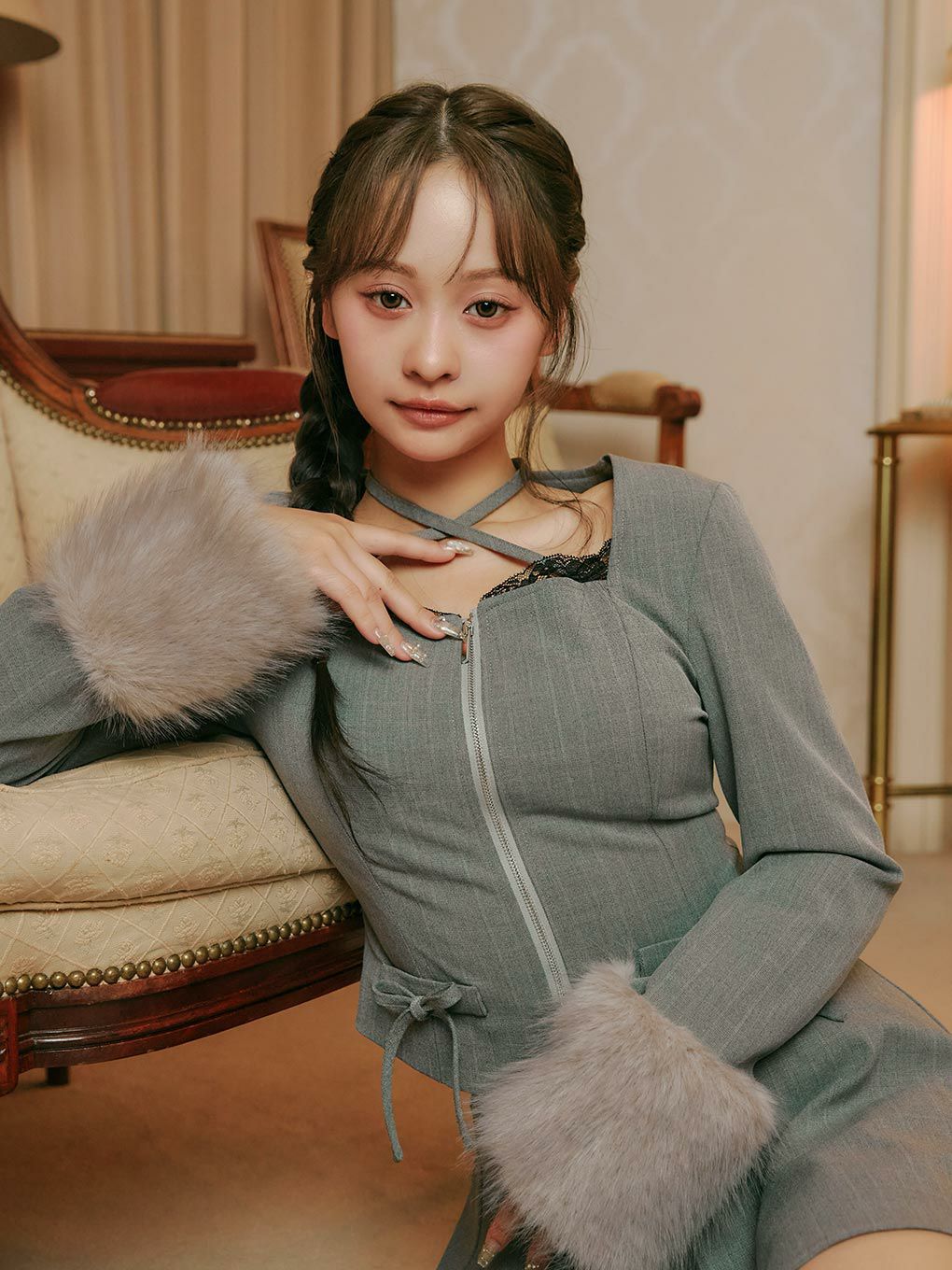 【BUBBLES】ファーカフスセットアップ