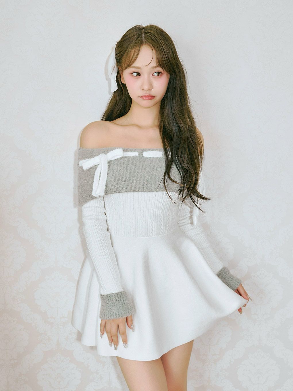 【BUBBLES】リボンオフショルワンピース