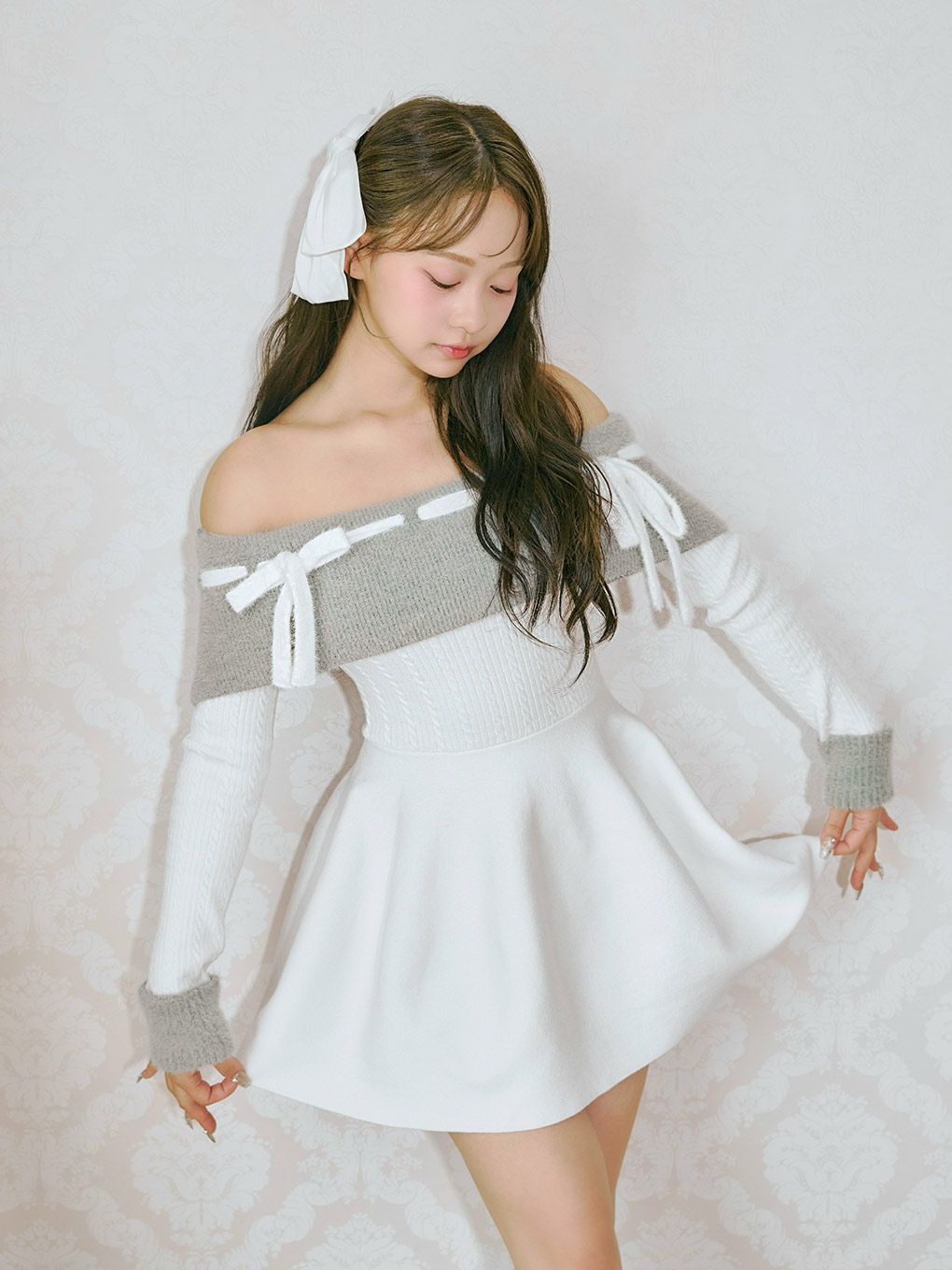 【BUBBLES】リボンオフショルワンピース
