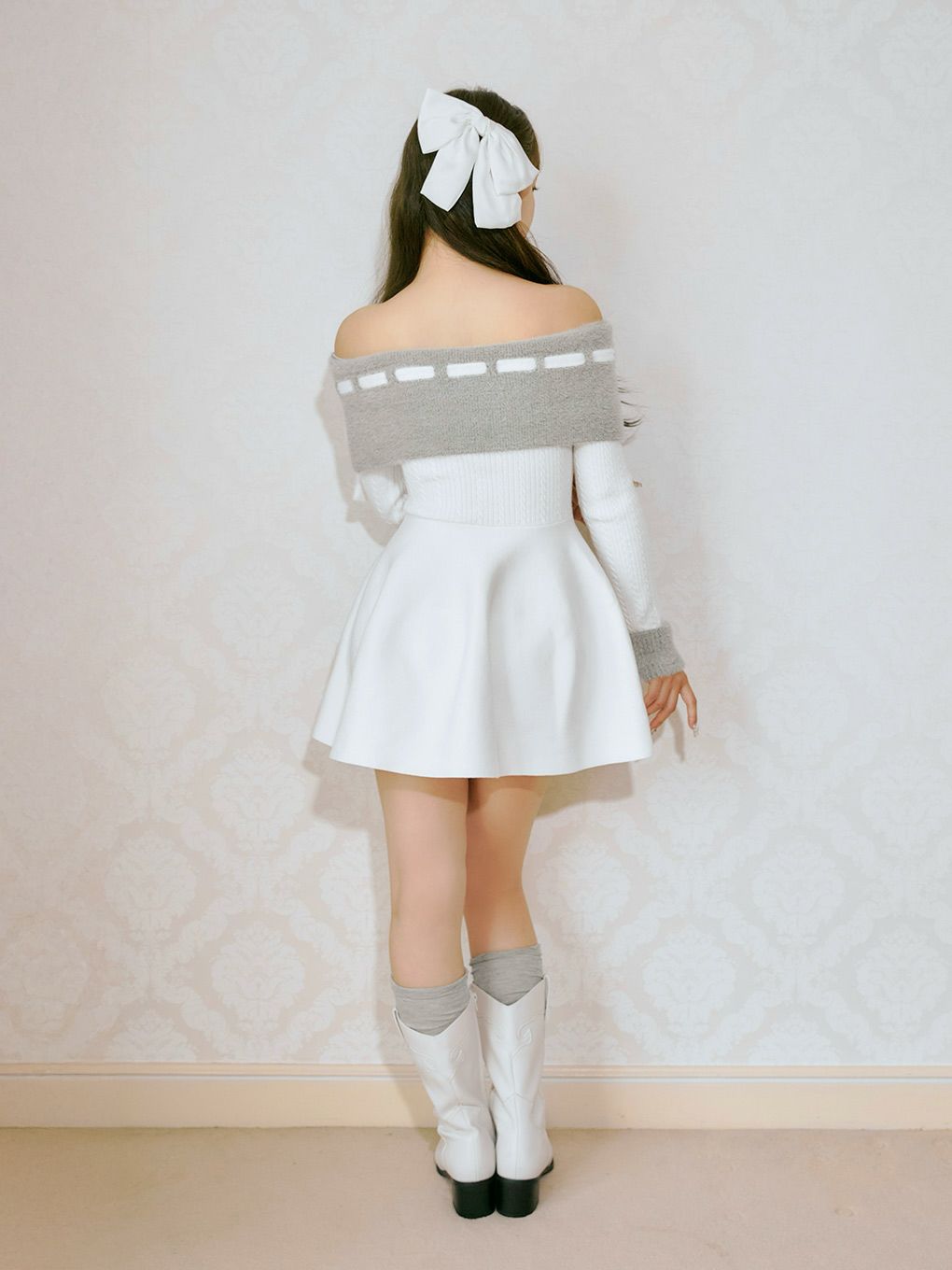 【BUBBLES】リボンオフショルワンピース