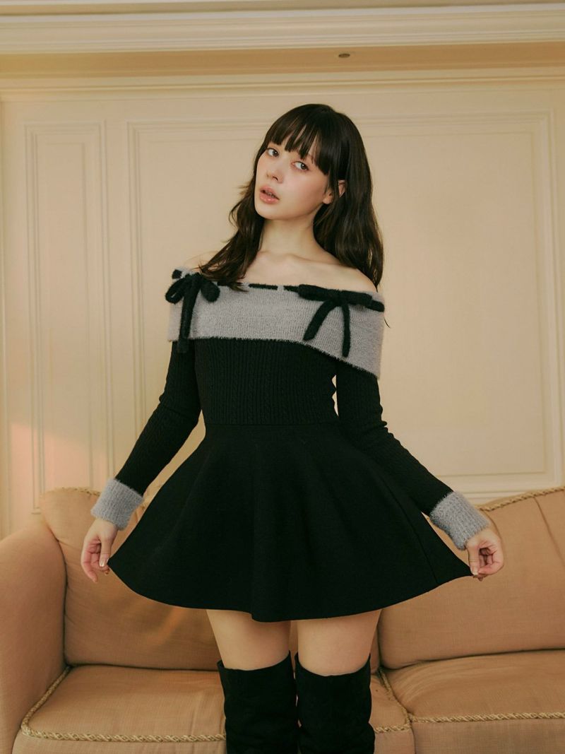 ❤︎ BUBBLES リボンデニムワンピース ❤︎ bubbles リボンデニムワンピース BUBBLES】リボンデニムワンピース