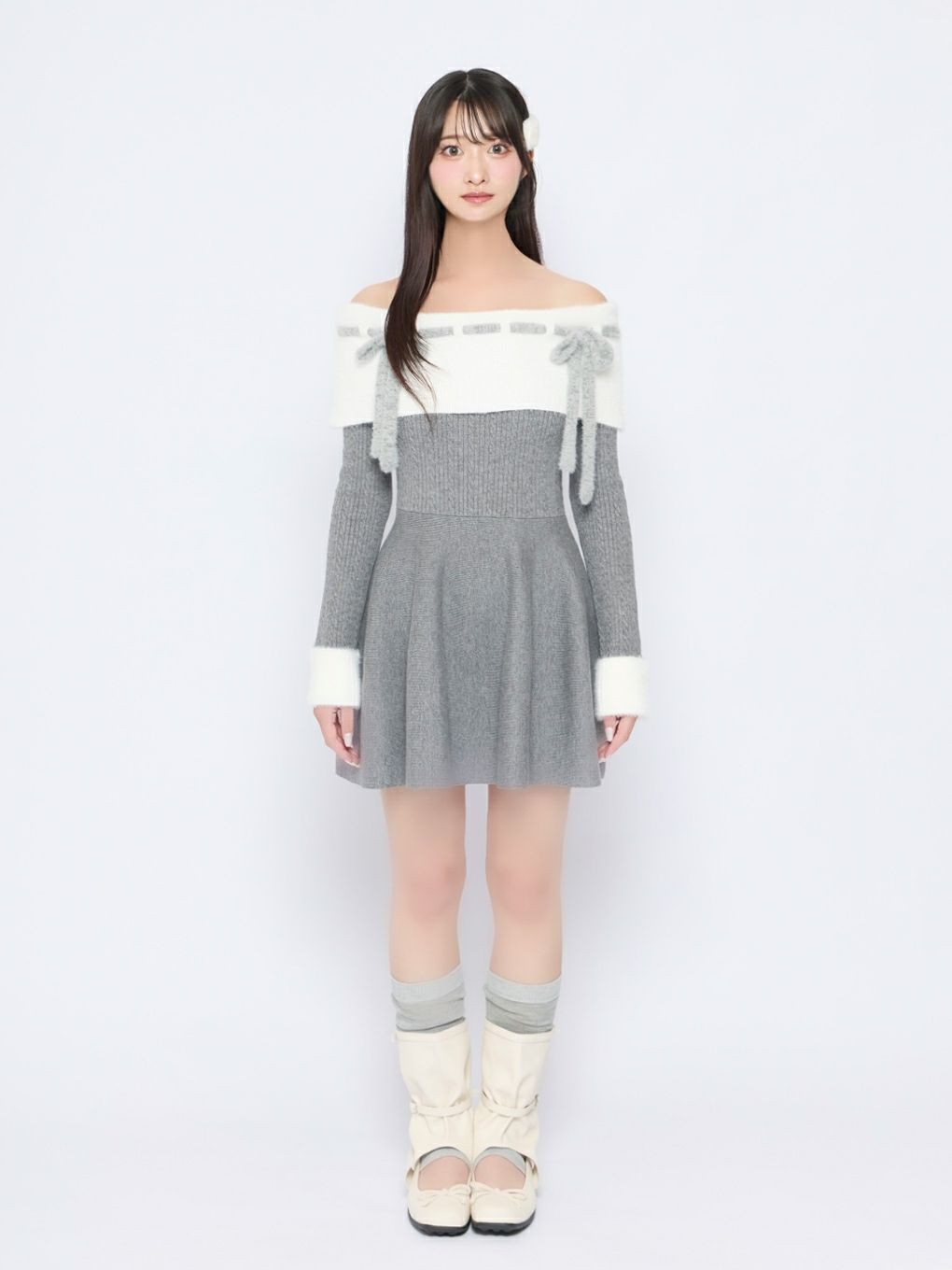 【BUBBLES】リボンオフショルワンピース