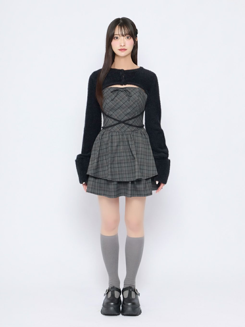 【BUBBLES】オープンネックギャザーワンピース