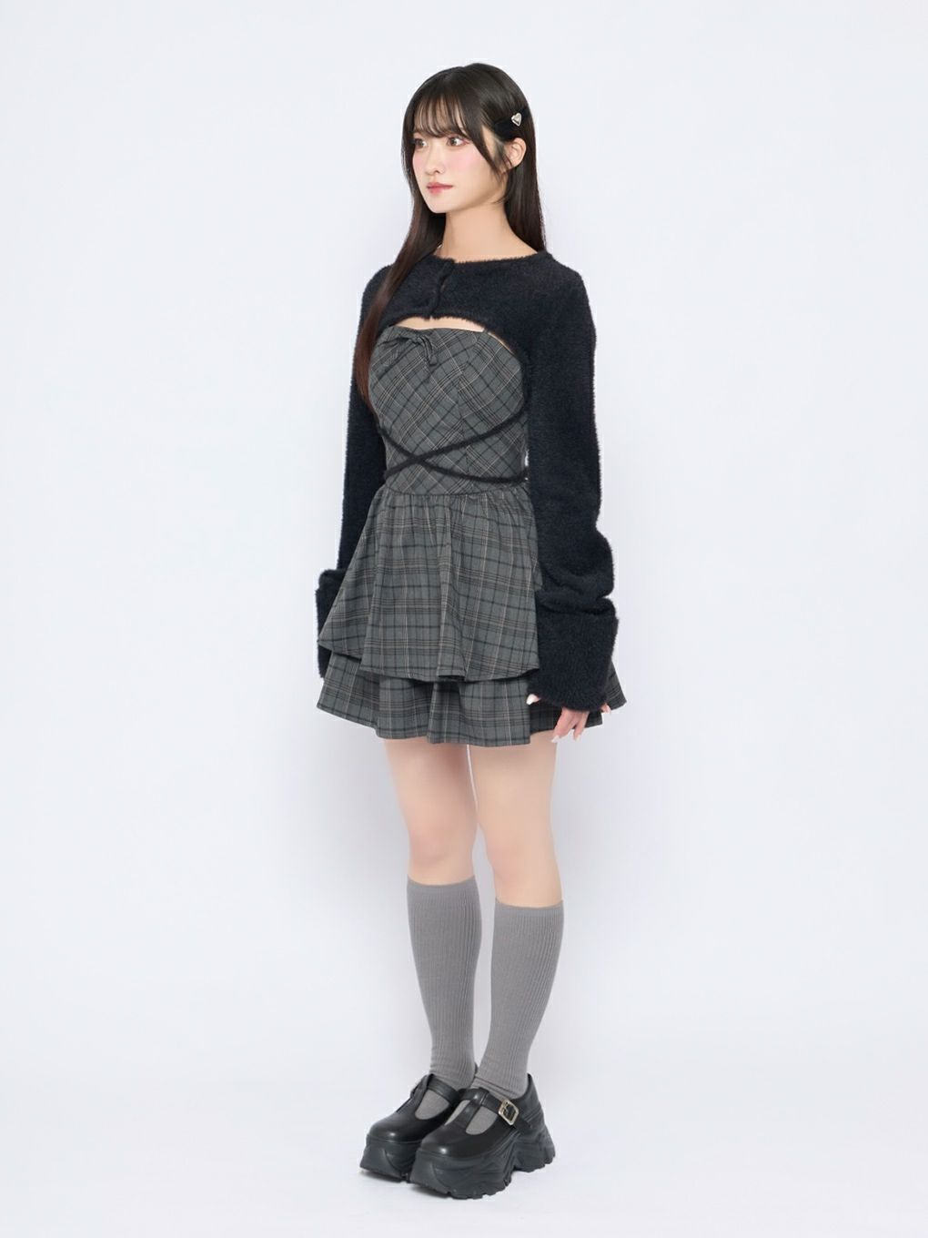 【BUBBLES】オープンネックギャザーワンピース