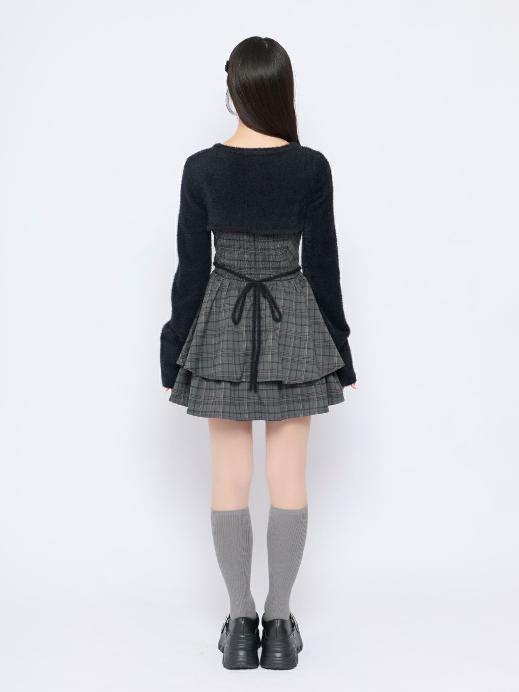 【BUBBLES】オープンネックギャザーワンピース