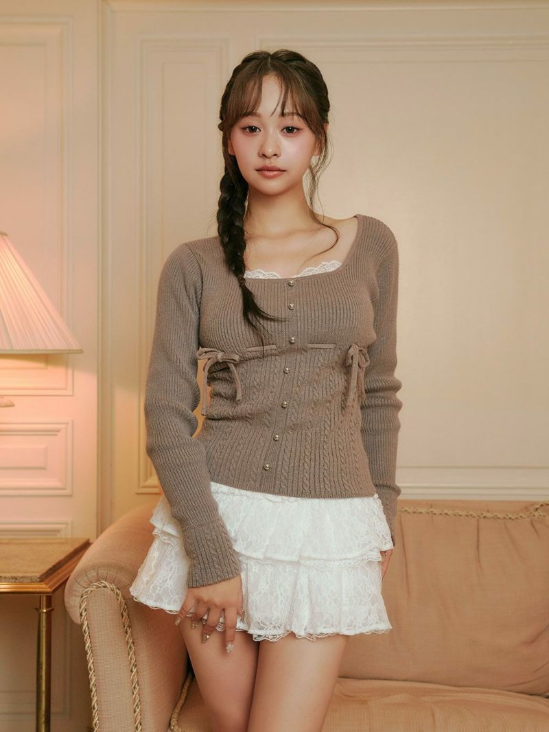 BUBBLES】リボンケーブルニットトップス | sparkling mall online store