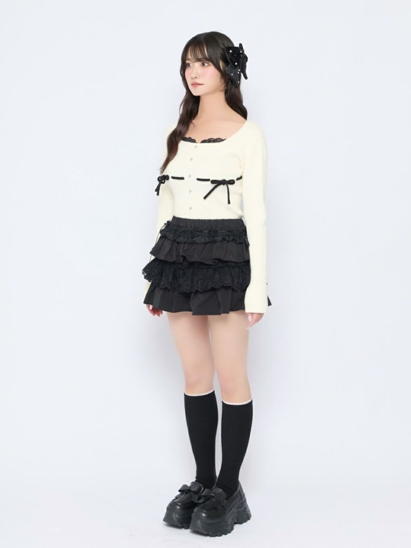 bubbles リボンケーブルニットトップス BUBBLES】リボンケーブルニットトップス | sparkling mall online store