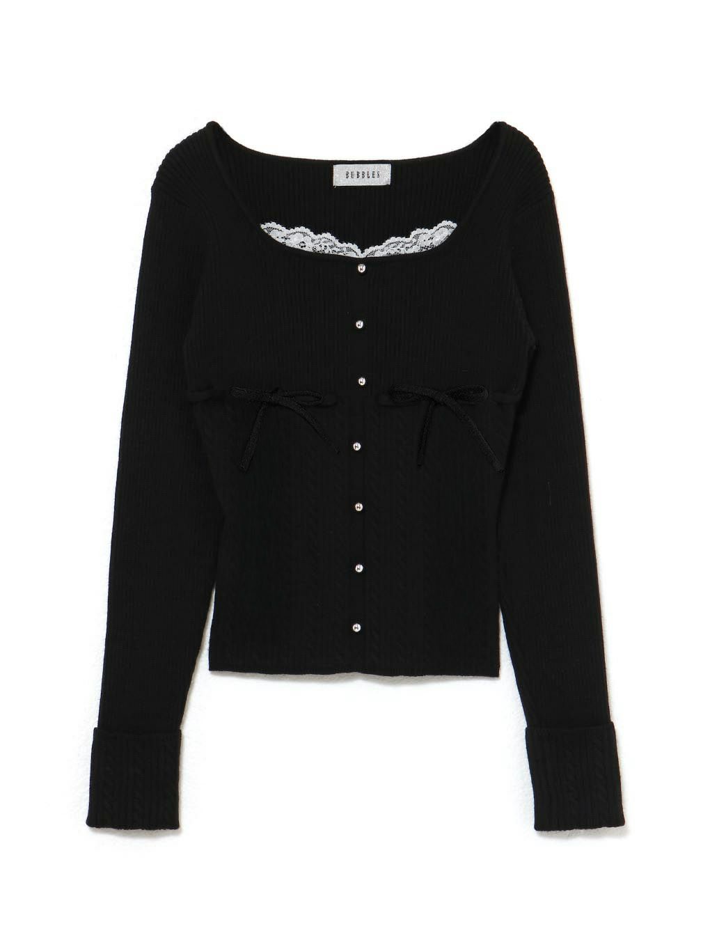 【BUBBLES】リボンケーブルニットトップス