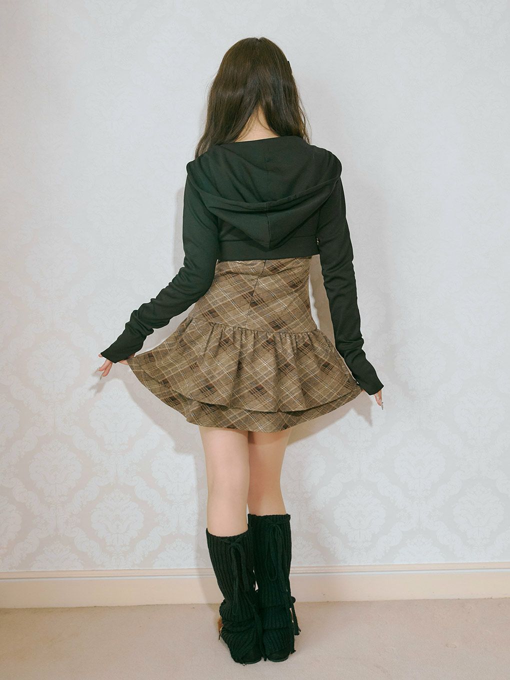 【BUBBLES】チェックパーカーワンピース