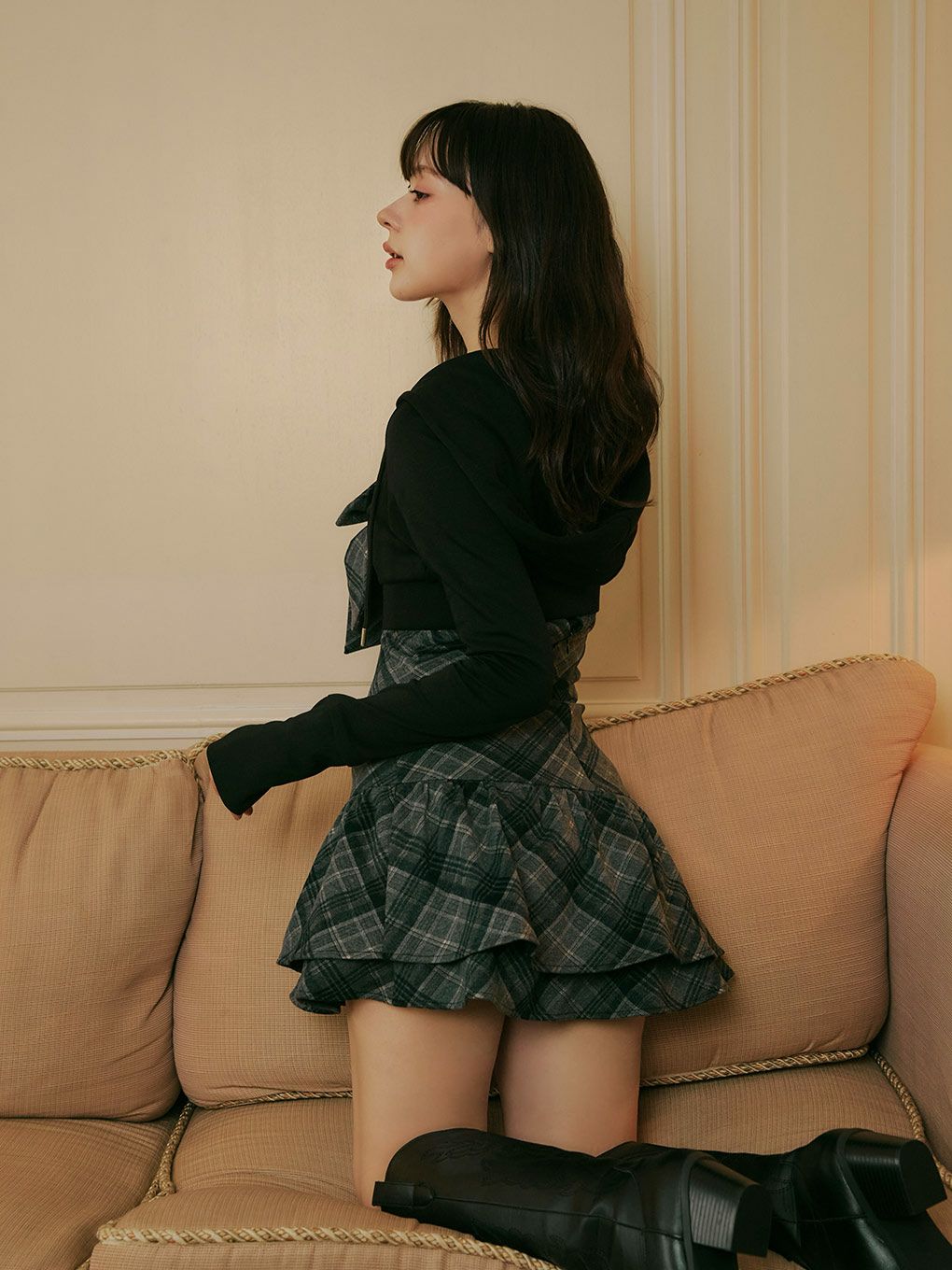 【BUBBLES】チェックパーカーワンピース