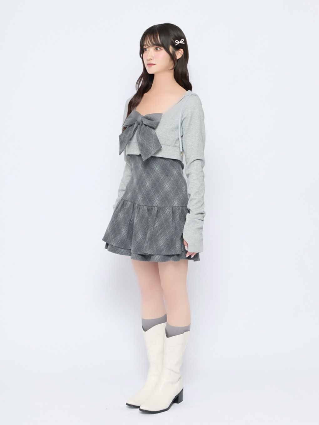 【BUBBLES】チェックパーカーワンピース
