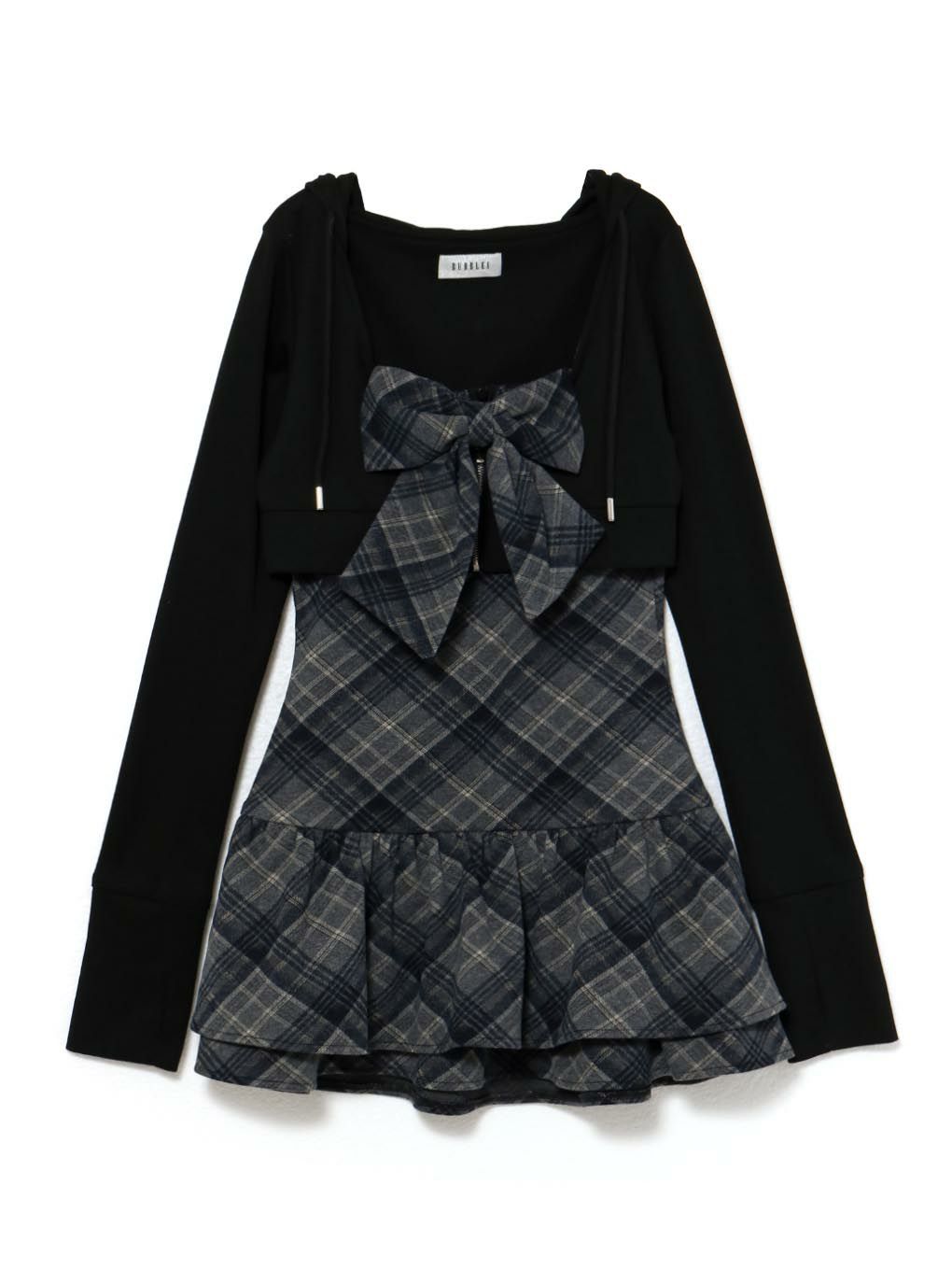 【BUBBLES】チェックパーカーワンピース