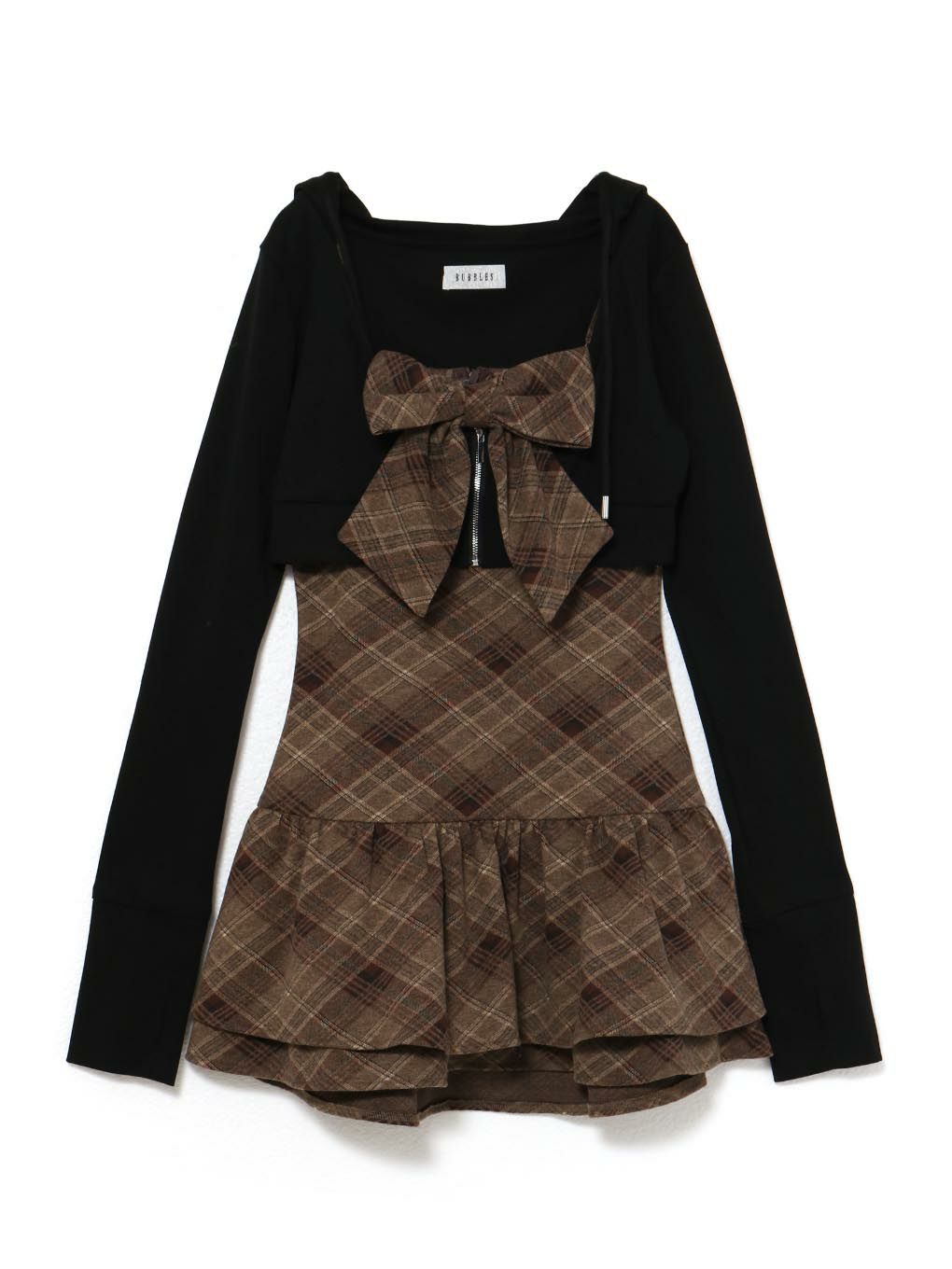 【BUBBLES】チェックパーカーワンピース