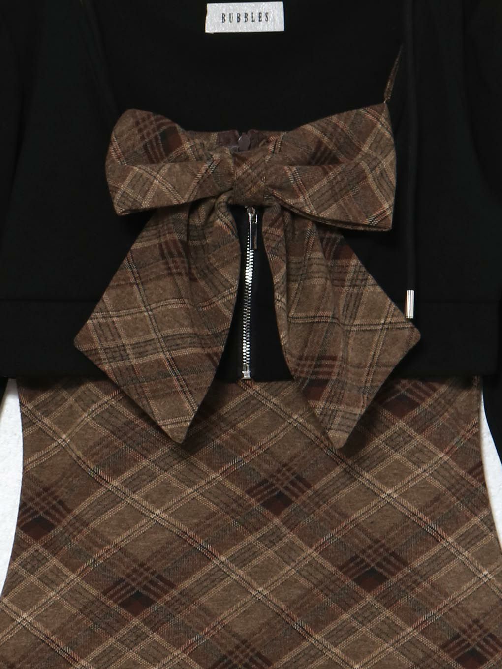 【BUBBLES】チェックパーカーワンピース