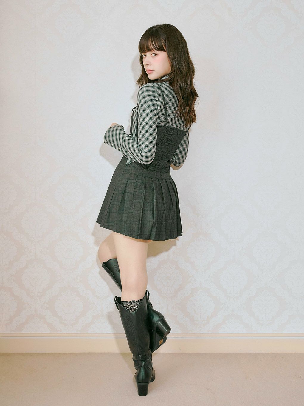 【BUBBLES】フロントジップシャツブラウス