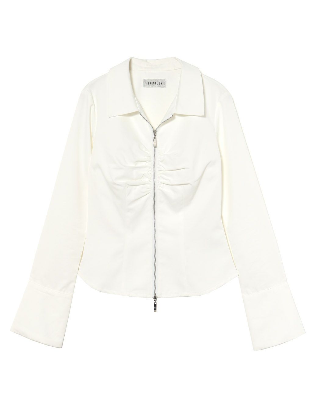 【BUBBLES】フロントジップシャツブラウス