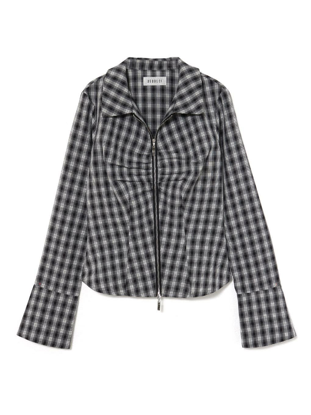 【BUBBLES】フロントジップシャツブラウス