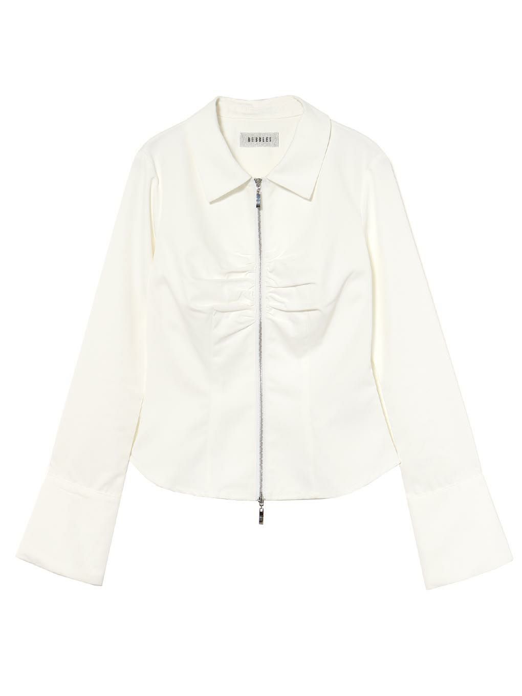 【BUBBLES】フロントジップシャツブラウス