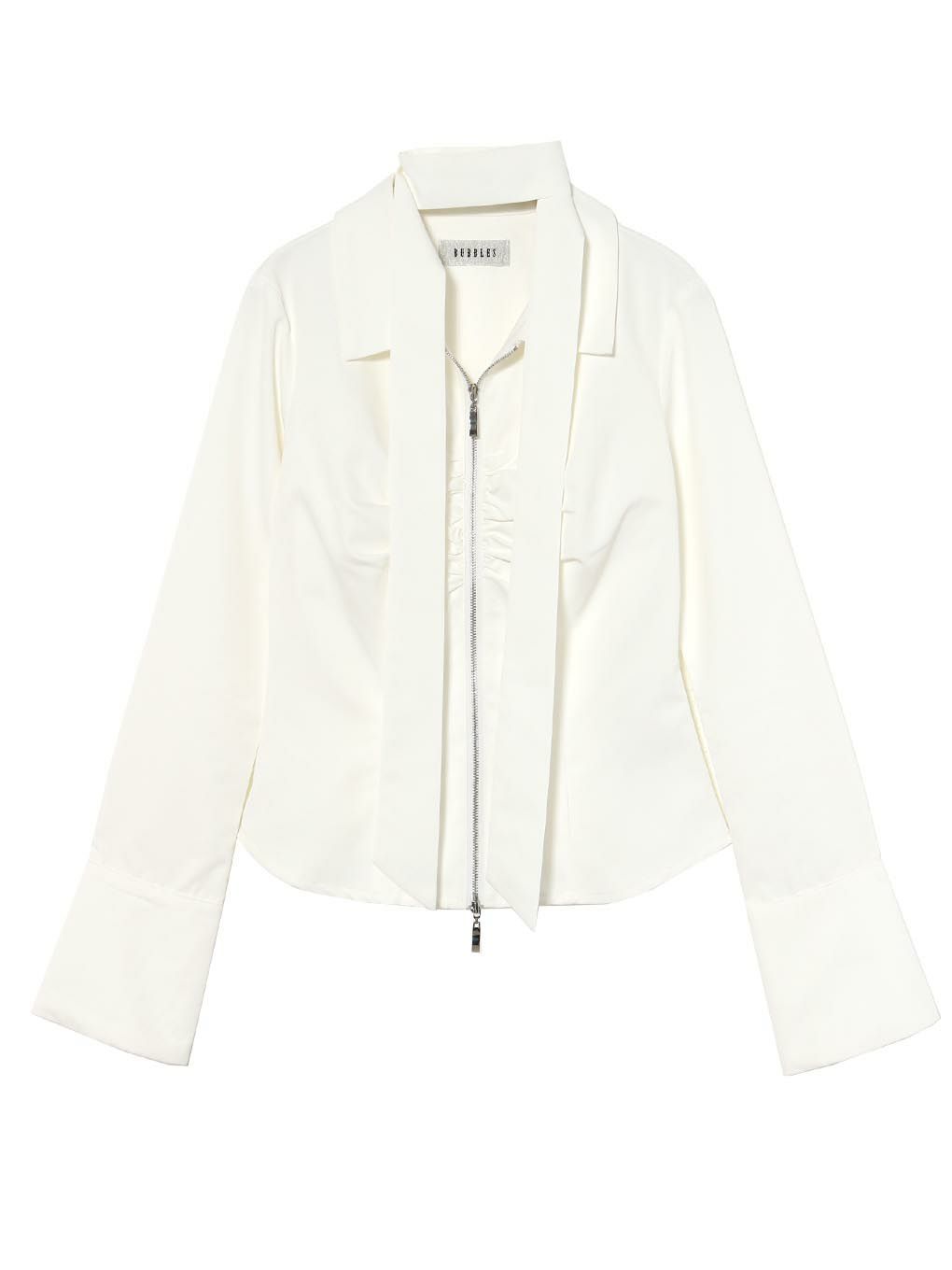 【BUBBLES】フロントジップシャツブラウス