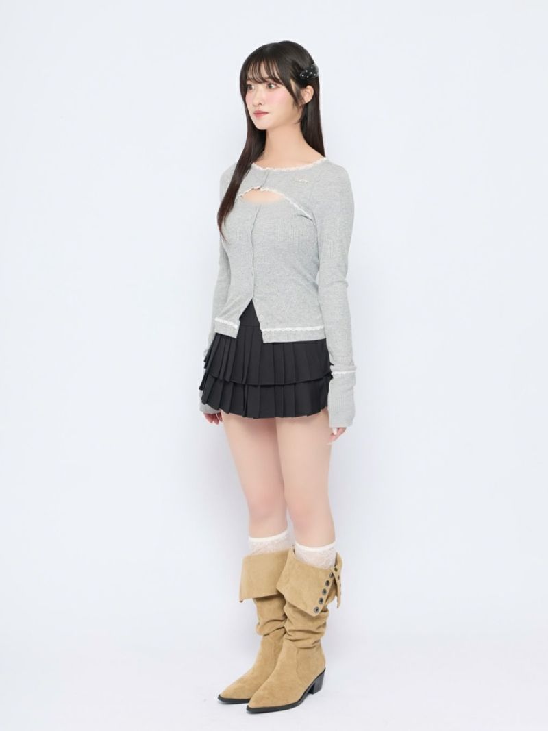 BUBBLES】オープンネックリブトップス | sparkling mall online store