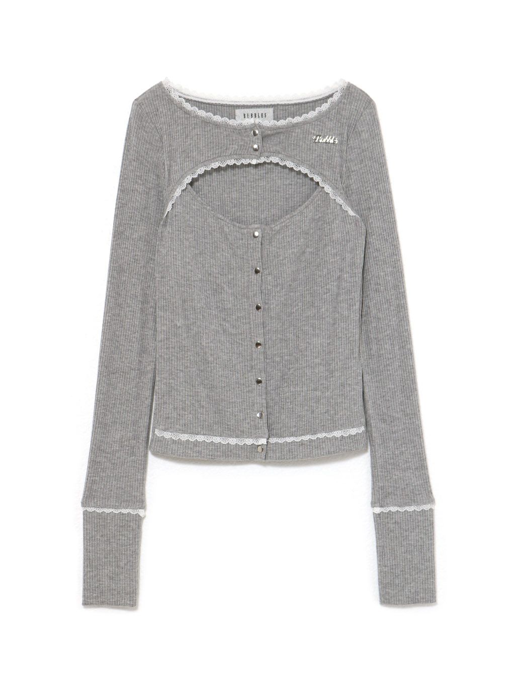 【BUBBLES】オープンネックリブトップス