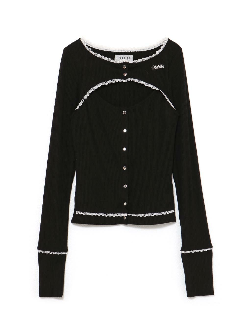 【BUBBLES】オープンネックリブトップス