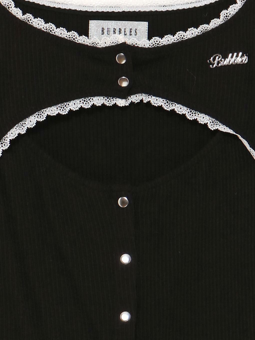 【BUBBLES】オープンネックリブトップス