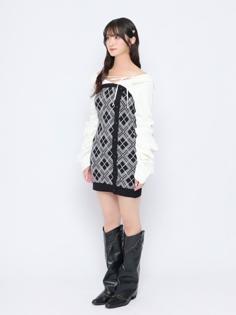 bubbles フルルーズシャツワンピース アイボリー BUBBLES】ルーズシャツニットワンピース | sparkling mall online store