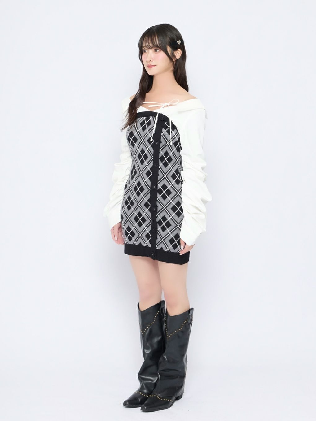 【BUBBLES】ルーズシャツニットワンピース