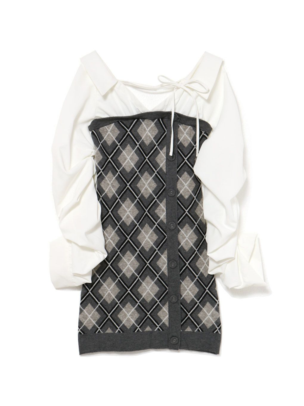 【BUBBLES】ルーズシャツニットワンピース