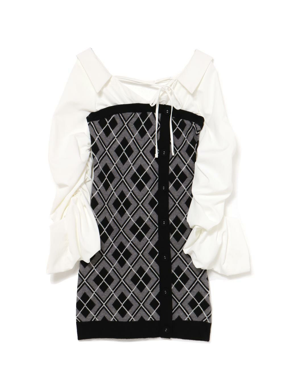 【BUBBLES】ルーズシャツニットワンピース