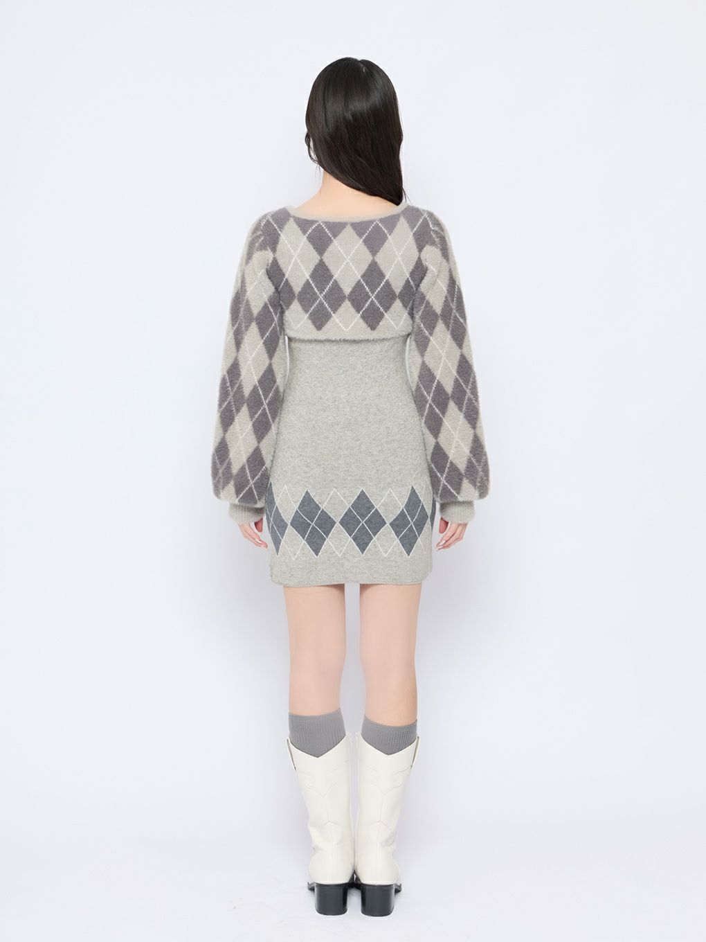 【BUBBLES】レースアップアーガイルワンピース