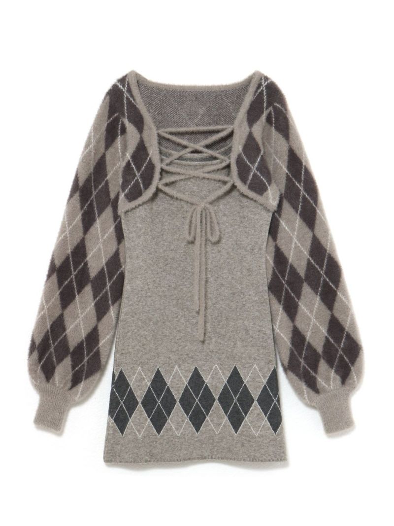 BUBBLES】レースアップアーガイルワンピース | sparkling mall online