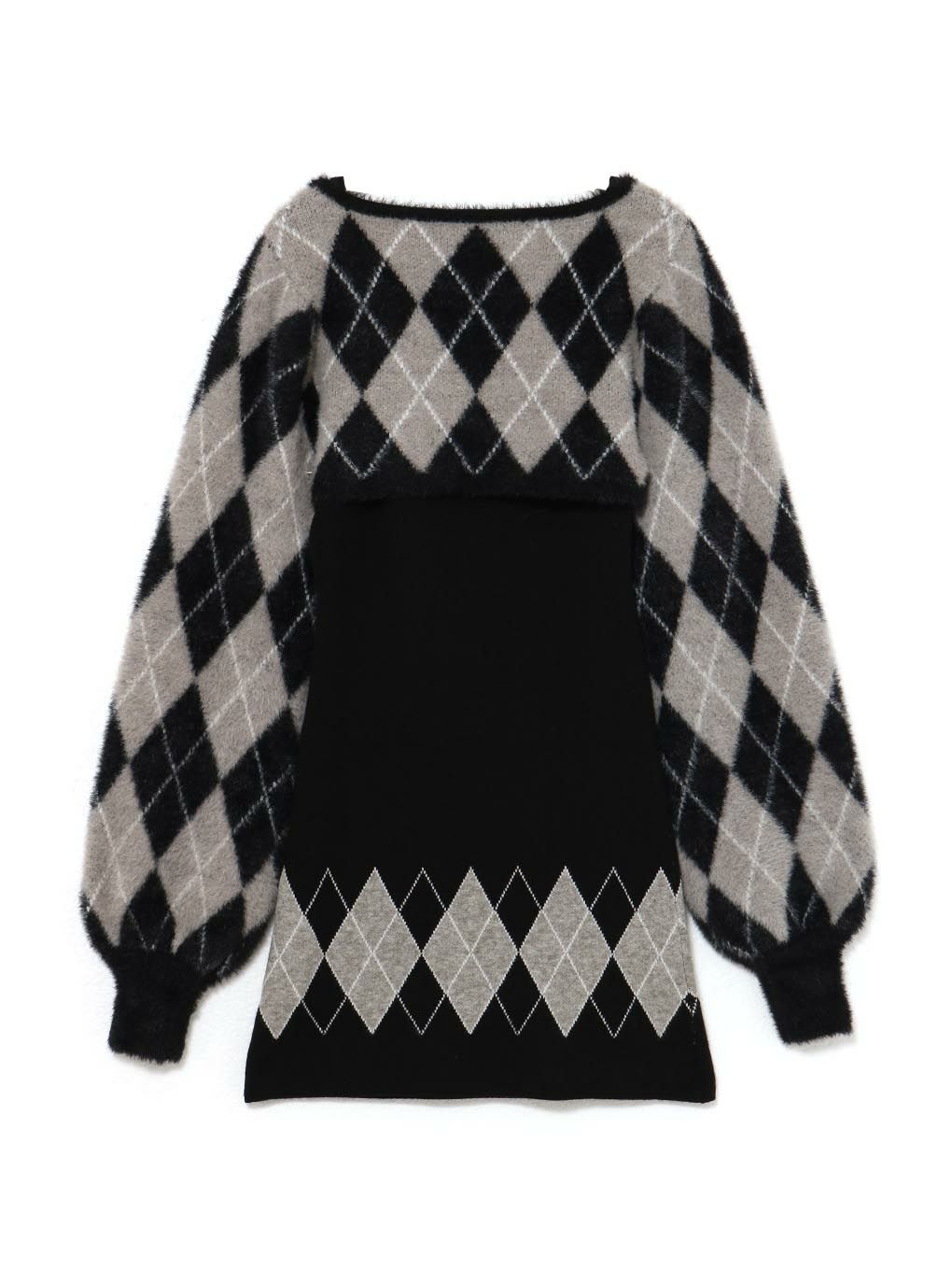 【BUBBLES】レースアップアーガイルワンピース