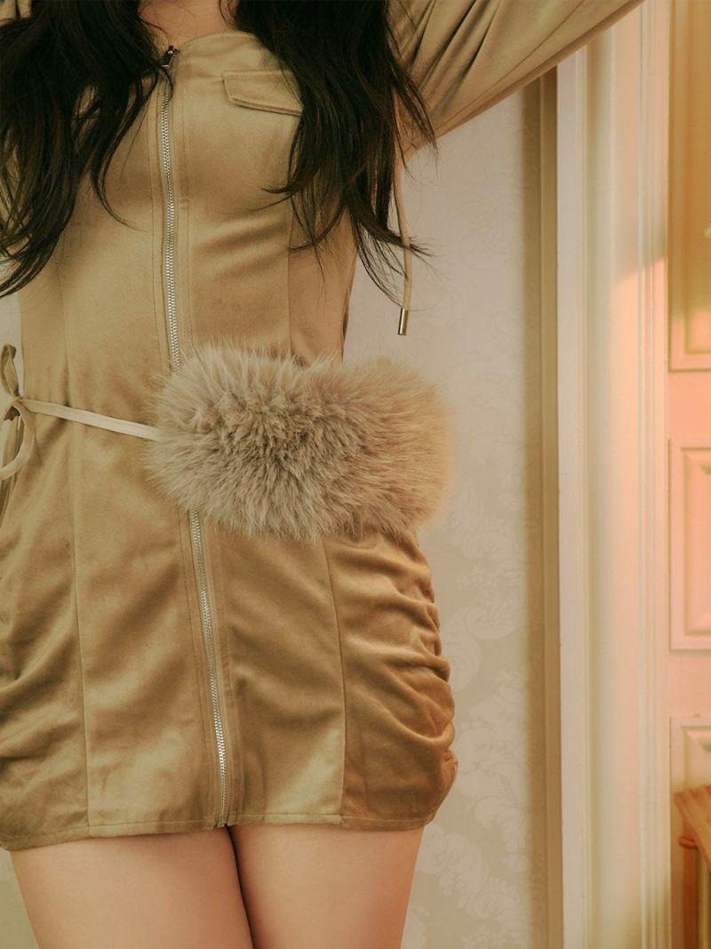 BUBBLES】ファーベルベットワンピース | sparkling mall online store