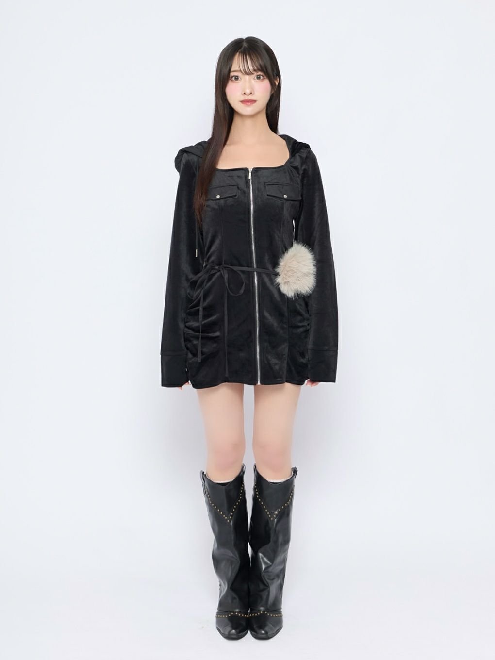 【BUBBLES】ファーベルベットワンピース