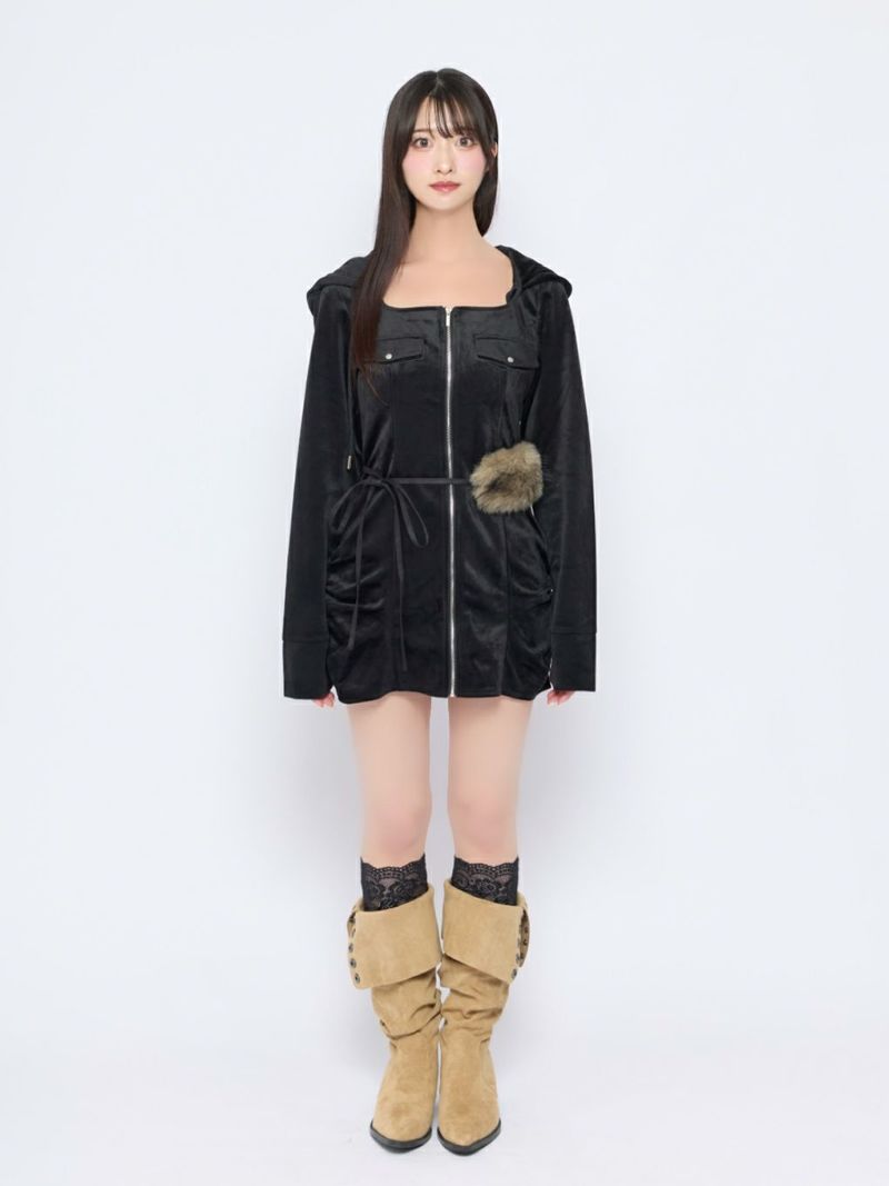 BUBBLES】ファーベルベットワンピース | sparkling mall online store