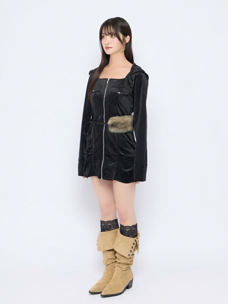 BUBBLES】ファーベルベットワンピース | sparkling mall online store