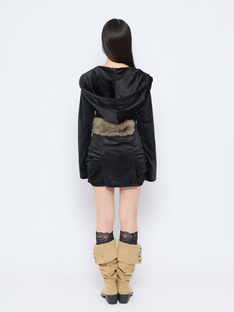 BUBBLES】ファーベルベットワンピース | sparkling mall online store