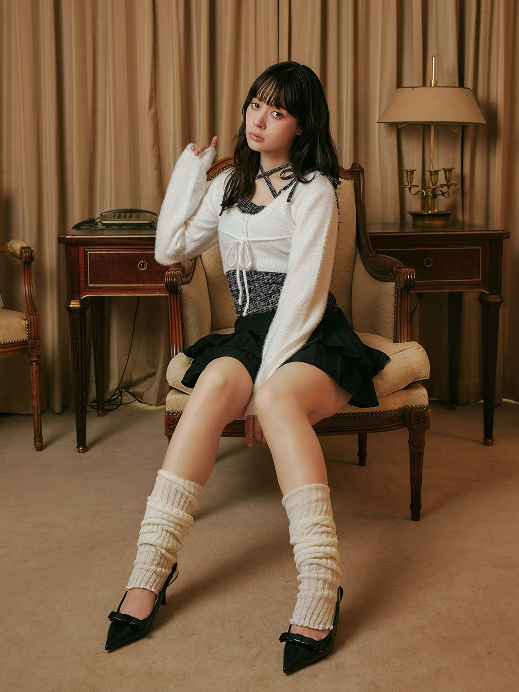 【BUBBLES】チェックリボンアンサンブル