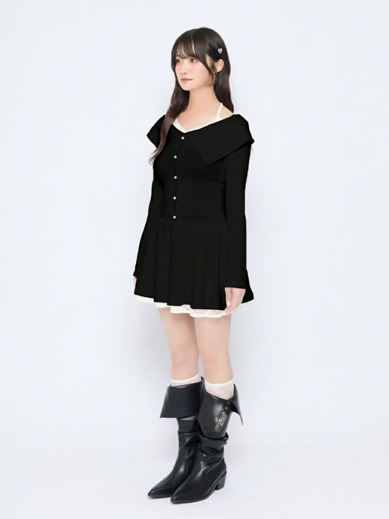 BUBBLES】レイヤードフレアニットワンピース | sparkling mall online