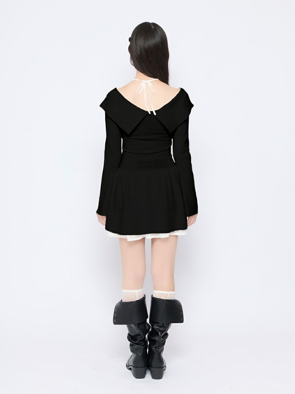 【BUBBLES】レイヤードフレアニットワンピース