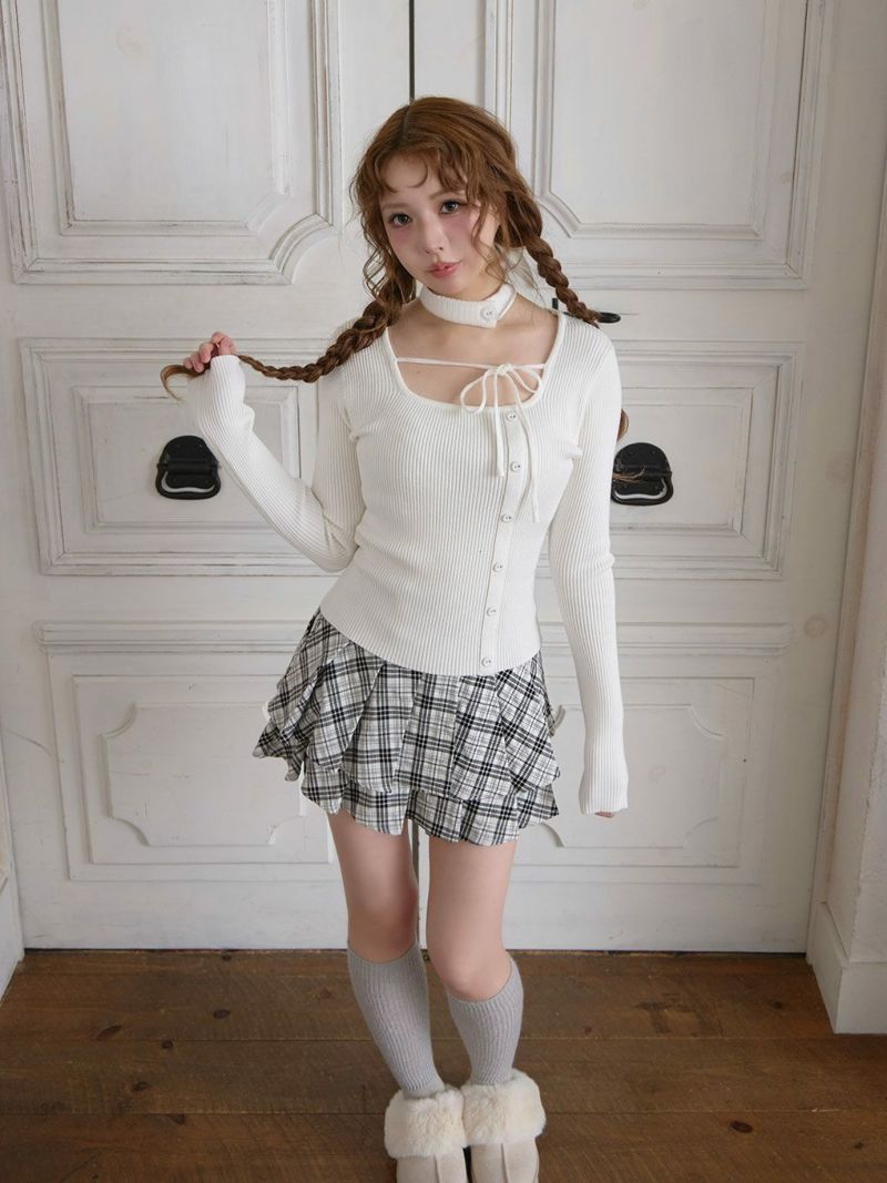 BUBBLES チョーカーボタンニットトップス BUBBLES】チョーカーボタンニットトップス | sparkling mall online store