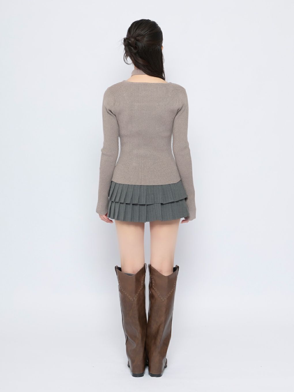 【BUBBLES】チョーカーボタンニットトップス