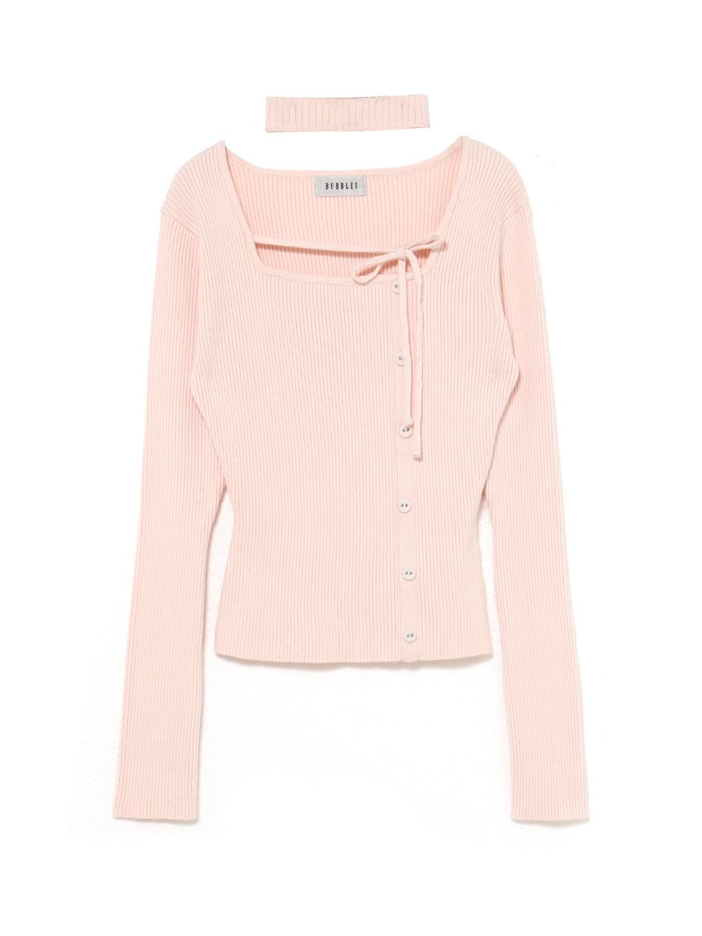 【BUBBLES】チョーカーボタンニットトップス