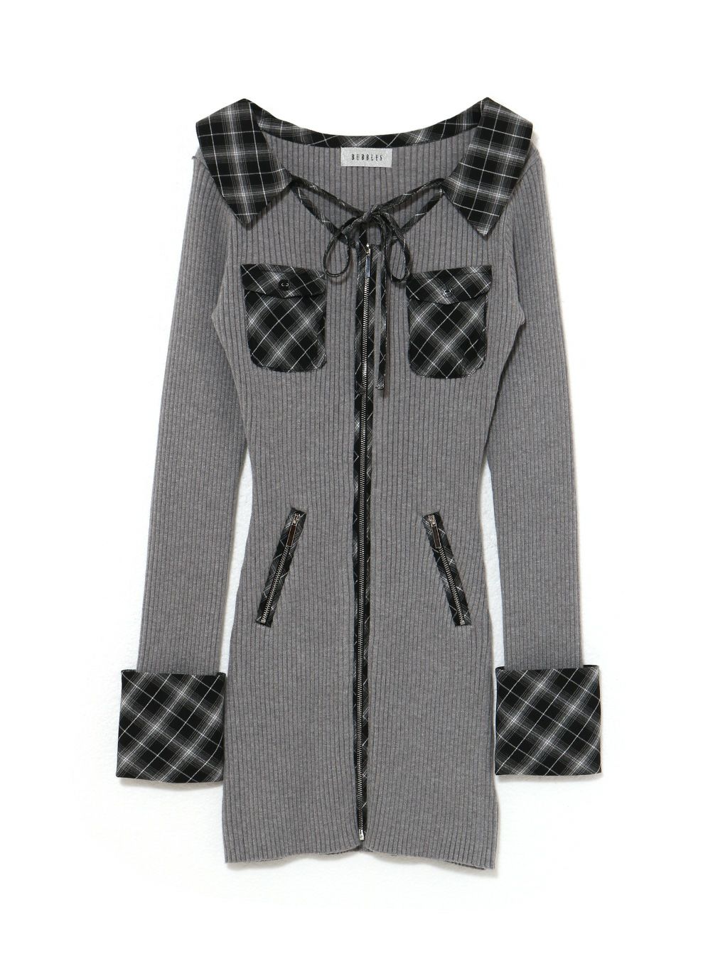 【BUBBLES】フロントジップニットワンピース