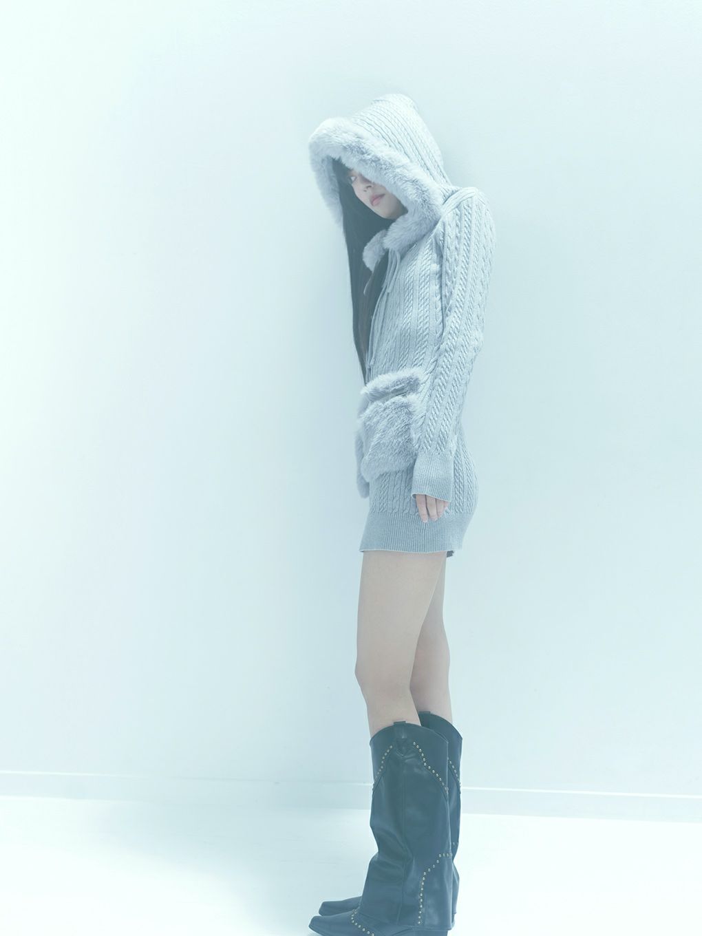  【BUBBLES】ケーブルニットワンピース